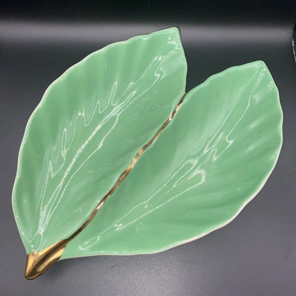 Vintage MCM Weeping Bright Leaf 22k Gold Dish